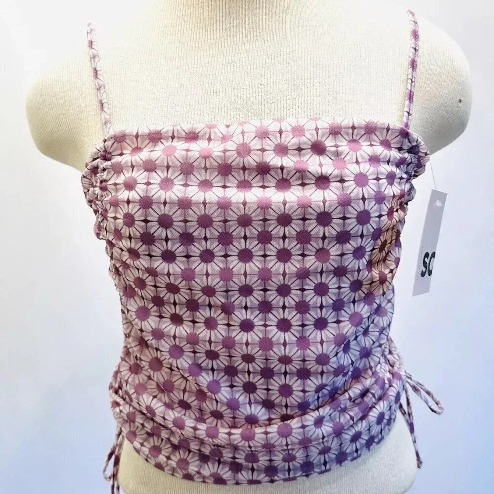 NWT SO GOODS FOR LIFE Juniors Sleeveless Straps Pullover Crop Purple Top Large